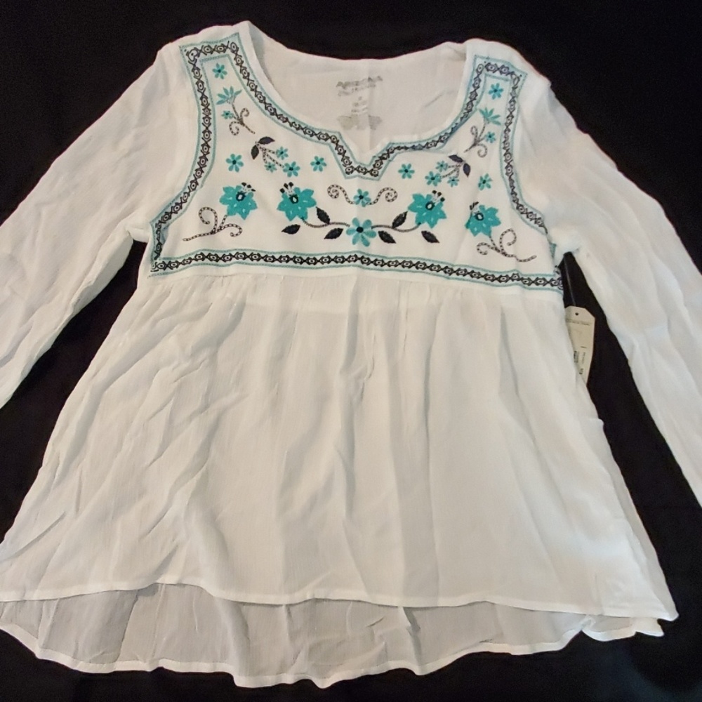 NWT Arizona Jean Co. Boho Floral Shirt, 10-12